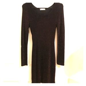 Long sleeve black/multi color cocktail dress